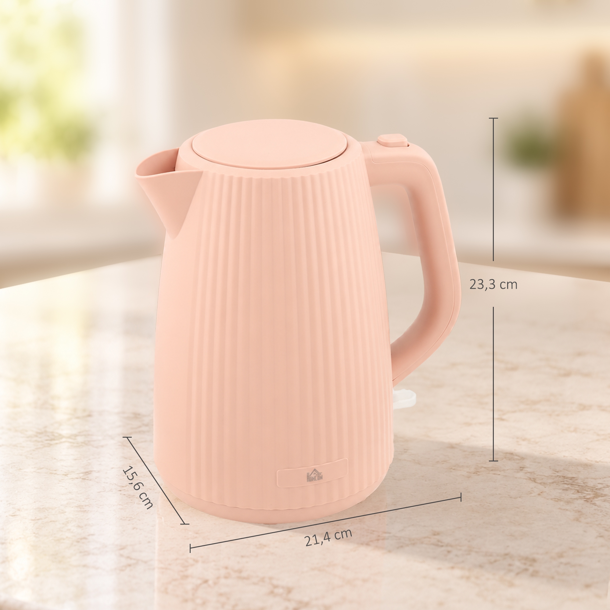 elektrischer Wasserkocher, 1,7L, Schnellkochfunktion, 2200W, mit herausnehmbarem Kalkfilter, Abschaltautomatik, Rosa