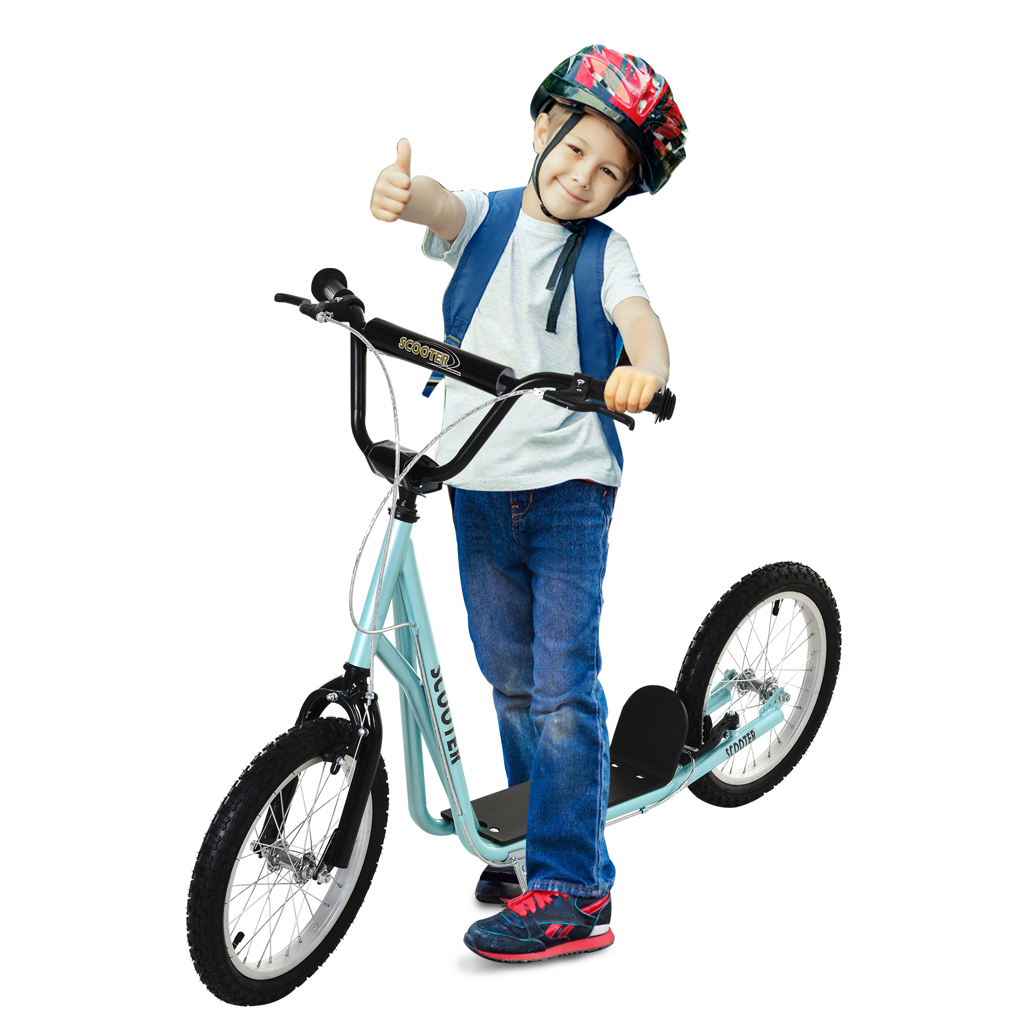 Kinderscooter mit Bremse höhenverstellbar Leichtbau Hellblau