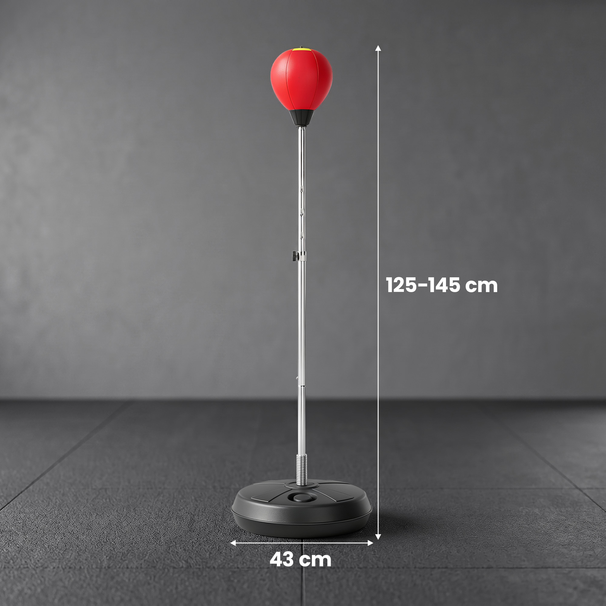 Boxsack mit Standfuß, 125-145 cm höhenverstellbares Box-Set, freistehender Speedball mit Handschuhen und Luftpumpe