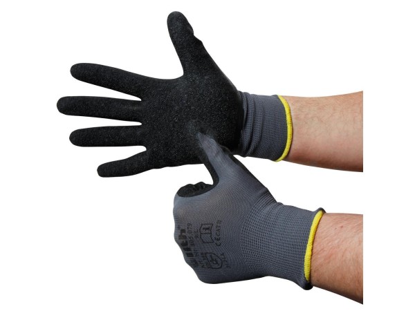 Montage-Feinstrickhandschuhe, Größe 11/XXL, grau, 13G-Trägermaterial, Latex