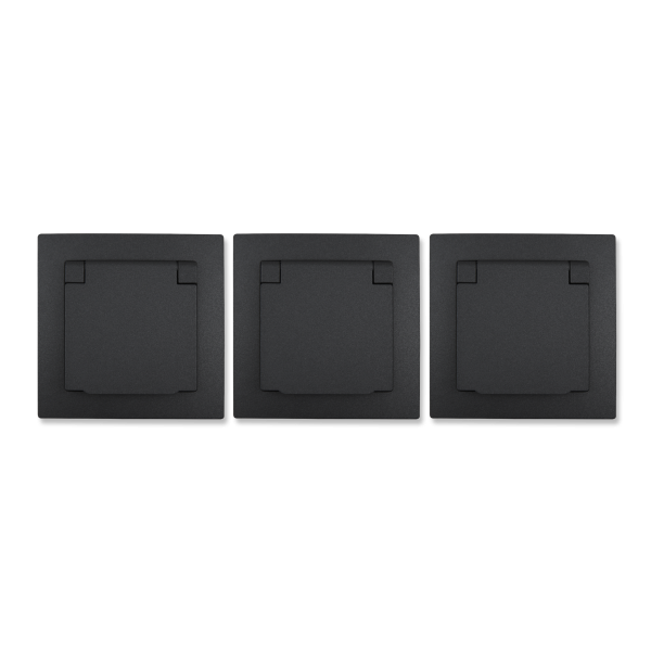 Schutzkontakt-Steckdose McPower ''Flair'', 250V~/16A, UP, IP44, anthrazit,3er-Pack