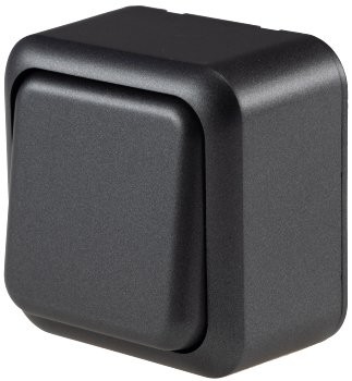 FASKO Wechsel-Schalter, AP, Anthrazit - 250V~/ 10A, Aufputz, Schraubanschluss