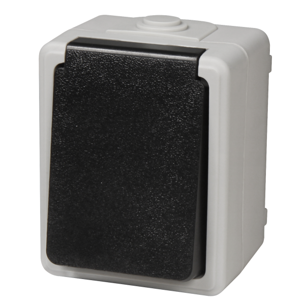Feuchtraum Steckdose McPower ''Taff'', 250V~/16A, IP44, AP, grau