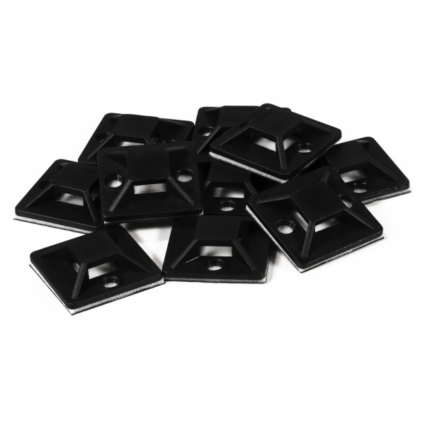 Kabelsockel McPower für Kabelbinder 25x25mm, schwarz, selbstklebend, 10er-Pack