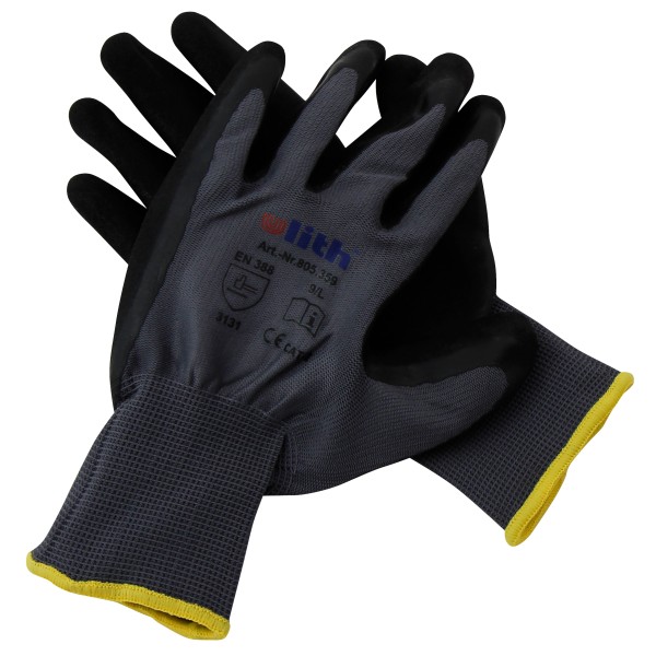 Montage-Feinstrickhandschuhe, Größe 11/XXL, grau, 13G-Trägermaterial, Latex-Soft
