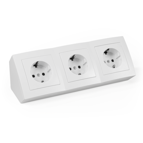 Steckdosenblock McPower ''Flair'' 250V~/16A, Aufbau, weiß, 3-fach Schutzkontakt