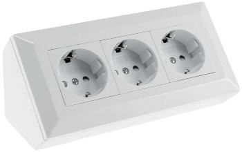 3-fach Steckdosenblock, weiß - 250V~/ 16A, Aufbaumontage