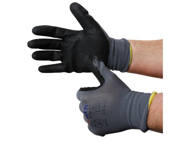 Montage-Feinstrickhandschuhe, Größe 11/XXL, grau, 13G-Trägermaterial, Nitril