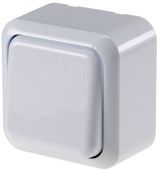 FASKO Wechsel-Schalter, AP, Weiß - 250V~/ 10A, Aufputz, Schraubanschluss