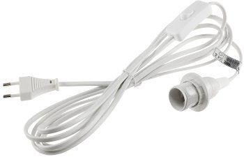 Netzkabel mit Schalter und E14 Fassung - 1,4m + 2m lang, weiß