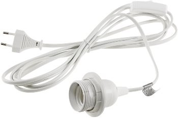 Netzkabel mit Schalter und E27 Fassung - 1,4m + 2m lang, weiß