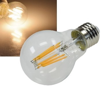 LED Glühlampe E27 "Filament G60k" klar - 3000K, 919lm, 230V / 8W, warmweiß