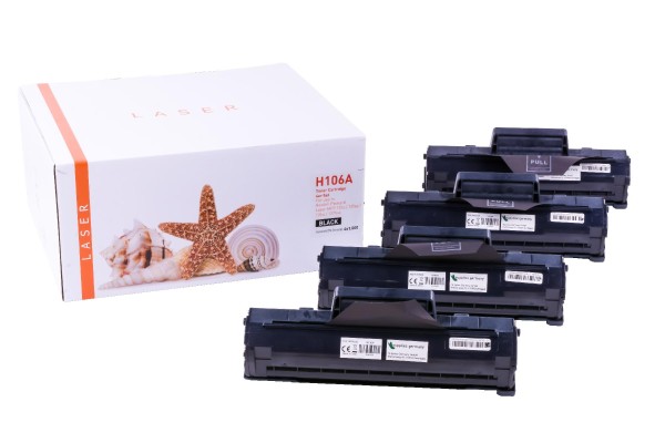 4er Set 106A alternativ Toner black HP / W1106A / 4x1.000 Seiten