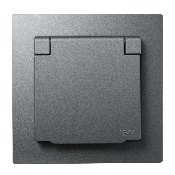 Schutzkontakt-Steckdose McPower ''Flair'', 250V~/16A, UP, IP44, anthrazit