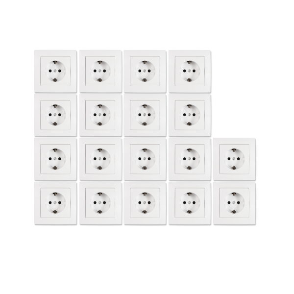 Schutzkontakt-Steckdose McPower ''Flair'' 250V~/16A, 18er-Pack, inkl. Rahmen