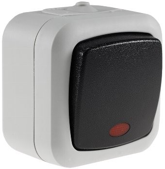 Feuchtraum Kontroll-Schalter, IP44 - 250V~/ 10A, inkl. AP-Rahmen, grau