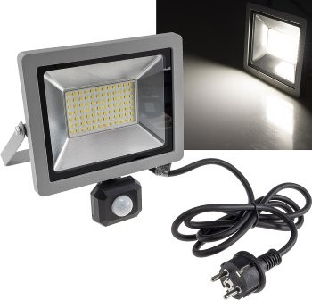 LED-Fluter SlimLine "CTF-SLT50 PIR" - 50W, IP44, 5220lm, 4000K, Bewegungsmelde