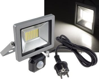 LED-Fluter SlimLine "CTF-SLT30 PIR" - 30W, IP44, 2960lm, 4200K, Bewegungsmelde