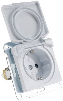 DELPHI Schutzkontakt-Steckdose IP40 - 250V~/ 16A, mit Deckel, UP, weiß