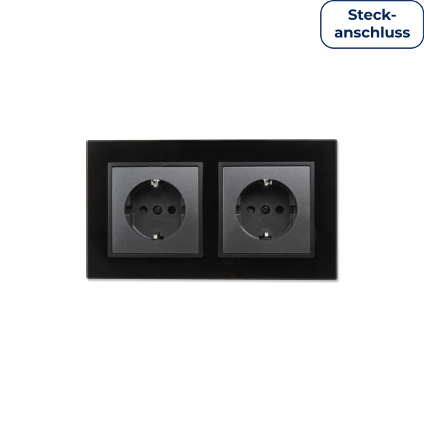 Steckdosen Set McPower Flair ''Beginner 2S-Style Profi'' anthrazit, Glasrahmen, Steckanschluss