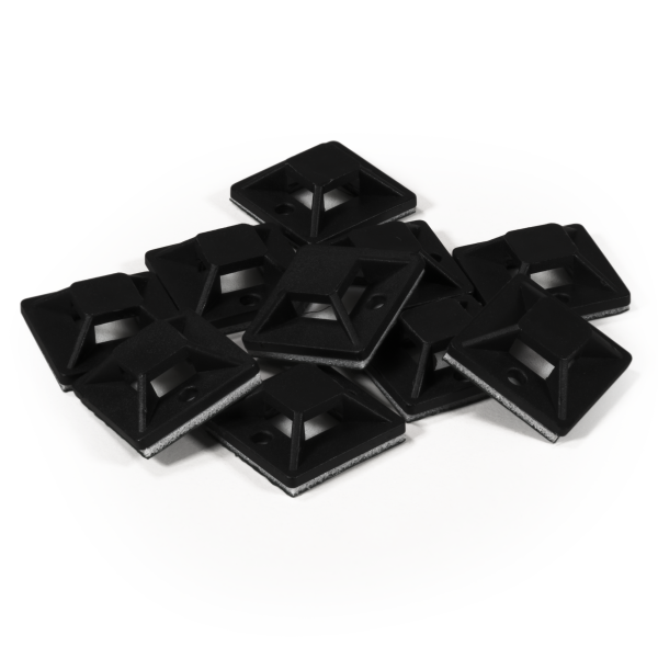 Kabelsockel McPower für Kabelbinder 20x20mm, schwarz, selbstklebend, 10er-Pack