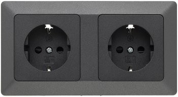 MILOS Set 2 Steckdosen + 2-fach Rahmen - 250V~/ 16A, Steckanschluss, Anthrazit
