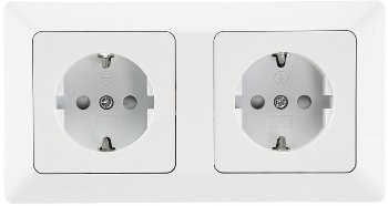 MILOS Set 2 Steckdosen + 2-fach Rahmen - 250V~/ 16A, Steckanschluss, Matt-weiß