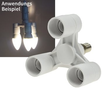 E14-Fassung "Triple", 3-fach Adapter - auf 3x E14-Schraubfassungen