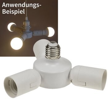 E27-Fassung "Triple", 3-fach Adapter - auf 3x E27-Schraubfassungen