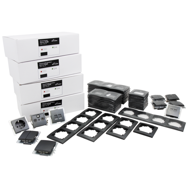 Schalter und Steckdosen Set McPower Flair ''Megaset'' 100-teilig, anthrazit