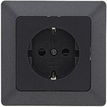 MILOS Schutzkontakt-Steckdose, Anthrazit - 250V~/ 16A, mit Rahmen, Klemmanschluss