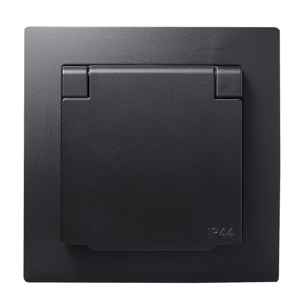 Schutzkontakt-Steckdose McPower ''Flair'', 250V~/16A, UP, IP44, matt schwarz