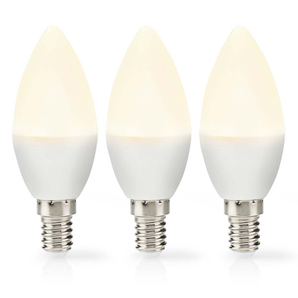 LED-Lampe E14 | Kerze | 4.9 W | 470 lm | 2700 K | Warmweiss | Matte lampe | 3 Stück